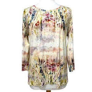 Kazee Gold Label Women's Short Sleeve Tunic Floral Print with Rhinestones-  M